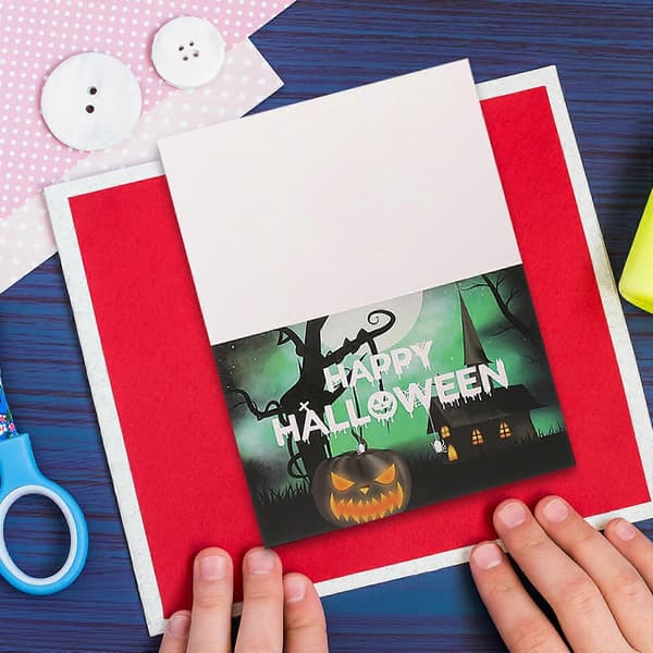 Halloween lykønskningskort papir til hilsen 12 stk. med kuvert bulk sæt