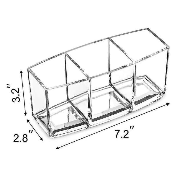 Klar akryl makeupbørste-organizer Eyeliner-displayholder Kosmetisk opbevaring med 3 rum