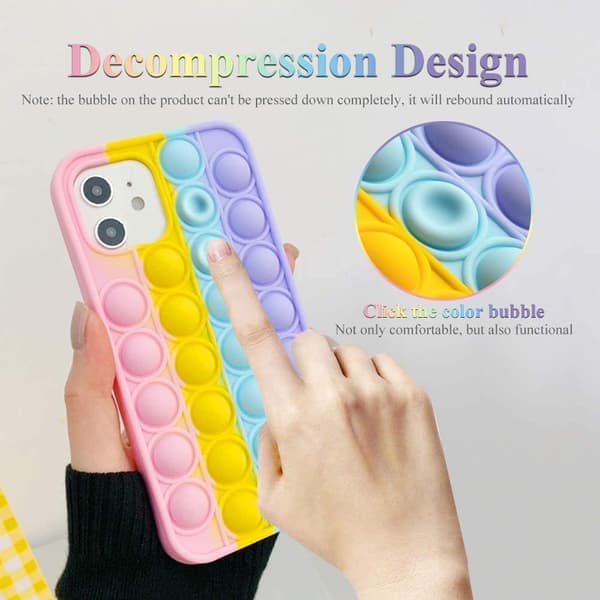 Pop It Fidget Push Bubble Leketøy Telefondeksel Stressball iPhone 12MINI