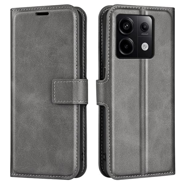 Slitstarkt Plånboksfodral i Konstläder Xiaomi Redmi Note 13 Pro 5G - Silver/Grå Silver Grå