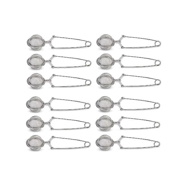 12 stk. Tekugler, Premium Tekuglefilter i Rustfrit Stål med Håndtag til Løs Te Finmasket