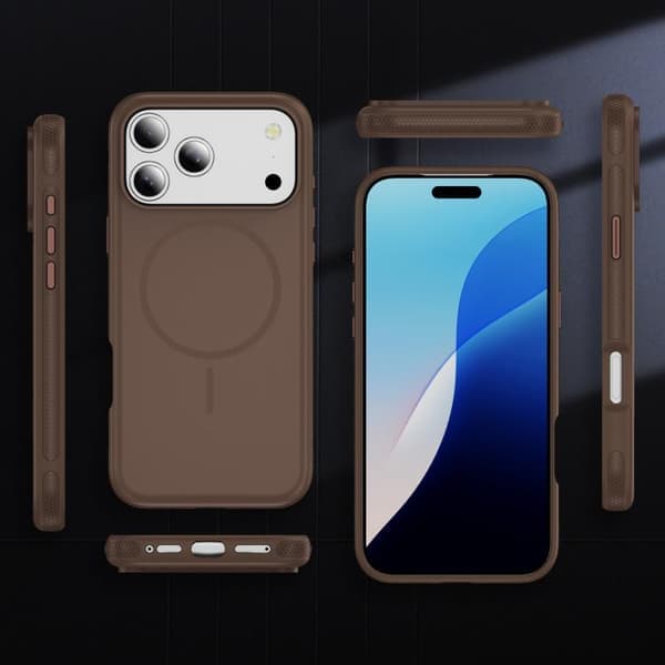 iPhone 17 Pro Magsafe Imitasjon Original PC Hybrid TPU Deksel Kaffe Kaffe