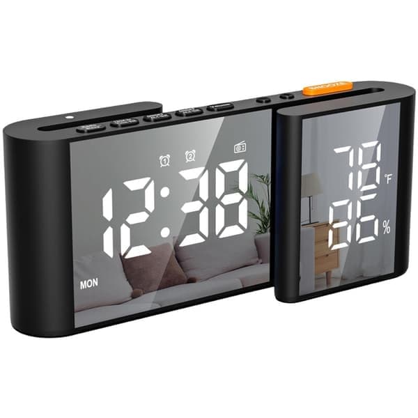 LED Dimmer Vekkerklokke FM-radio Sleep Timer Temp Snooze USB-lading