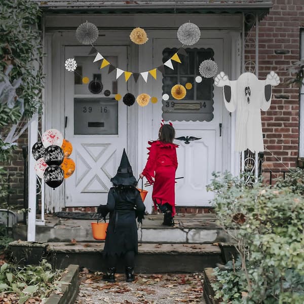 Halloween Papirvifter Dekorationssæt til Fest 1 Sæt Sort Guld Design
