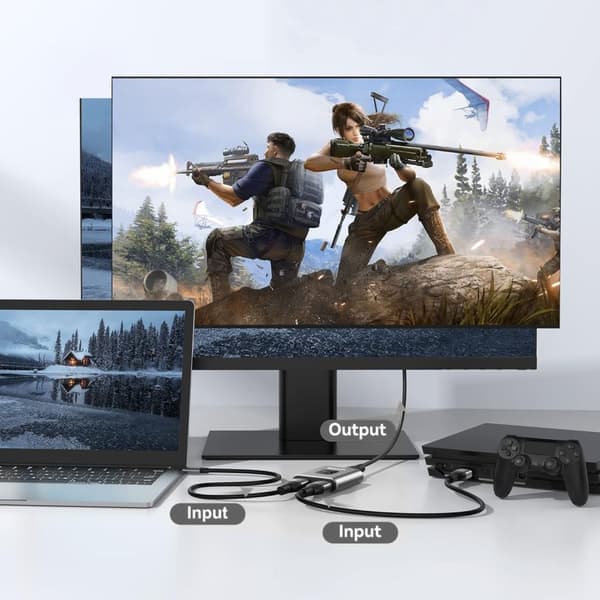 Tech-Protect 2-i-1 4K 60Hz HDMI-adapter grå
