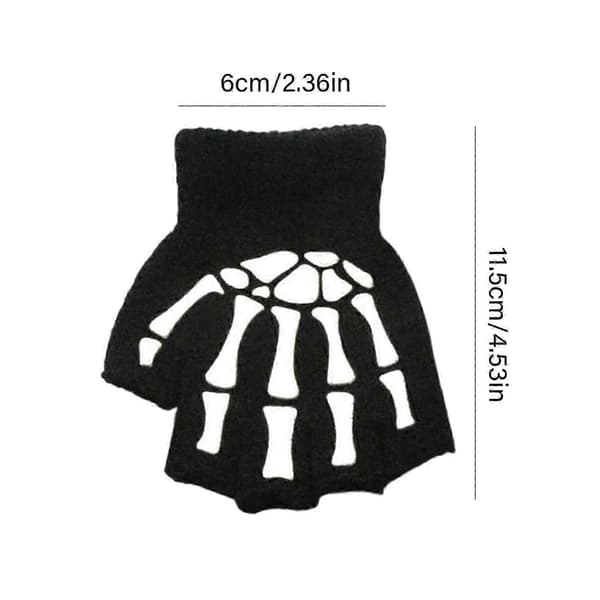 Børns selvlysende handsker med skelet hænder og kranie design til Halloween