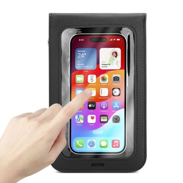 Skuldertaske til telefon til Asus ZenFone 3 DELUXE i sort etui Sort