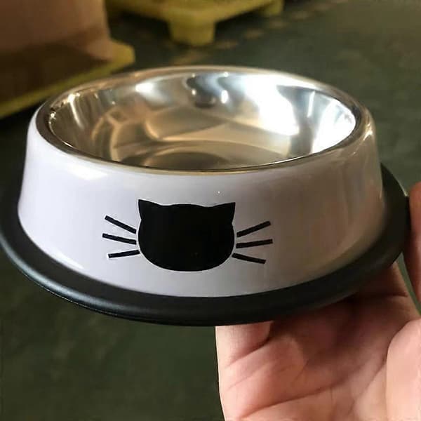 Skridsikker kæledyrsskål i rustfrit stål til katte, hunde og kaniner * Sort