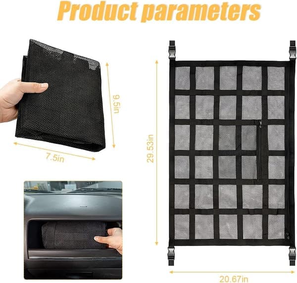 Lastnetlomme til lastbil, 80x54 cm Dobbeltlagsnet til bilens tagopbevaring