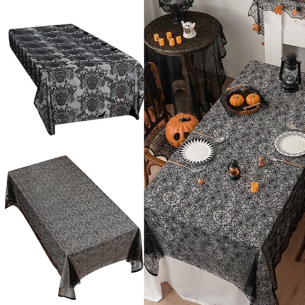 Halloween sort blonde polyester dug til festdekorationer stof let at rengøre foldbare designs edderkoppespind