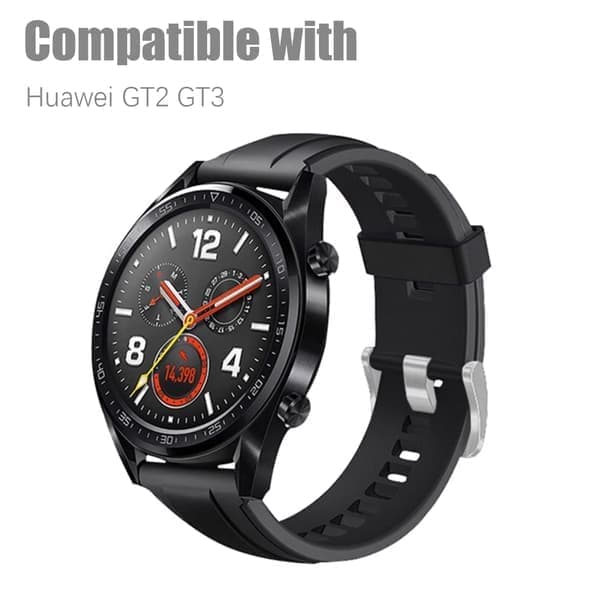 Silikone armbånd 22 mm Sort Huawei Watch GT2/GT3 Sort