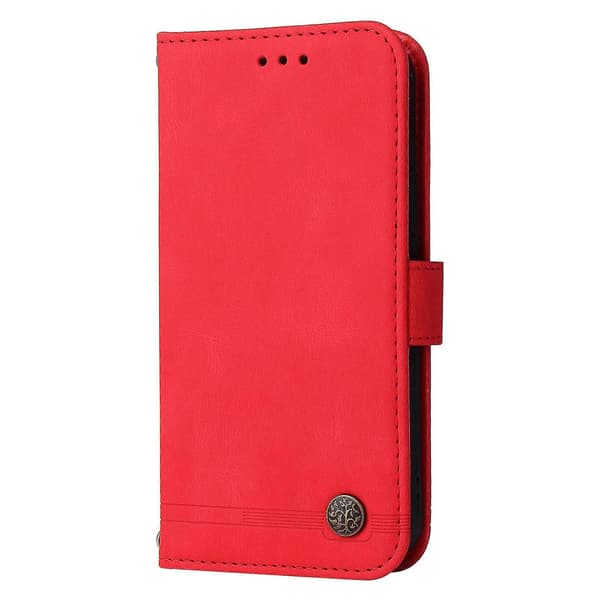 Til Google Pixel 11 Pro / Google Pixel 11 Læderpung Etuier Skin Touch Telefoncover Stativ med Rem - Rød