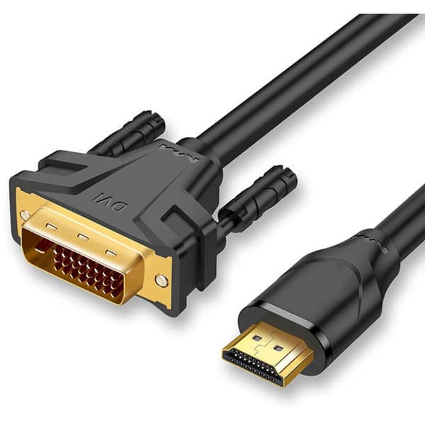 Csparkv – HDMI A til DVI adapterkabel 2m – Guldbelagte stik – Flettet kappe til beskyttelse – Til HD-videoforbindelse