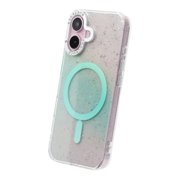 Glitter MagSafe-deksel med kamerabeskyttelse for iPhone 16 - Grønn