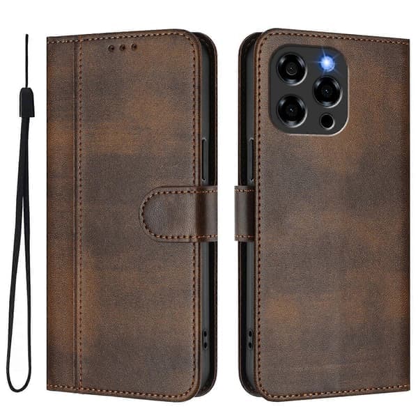 Line Splicing Buckle Retro læder telefoncover [DB] til DOOGEE Note 58 / 58 Pro For DOOGEE Note 58 / 58 Pro