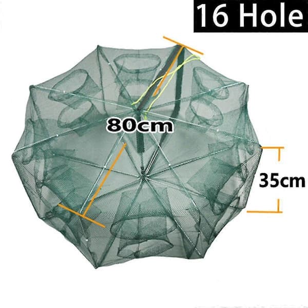 16 håls automatiskt fiskenät räkbur nylon vikbar krabbfiskfälla