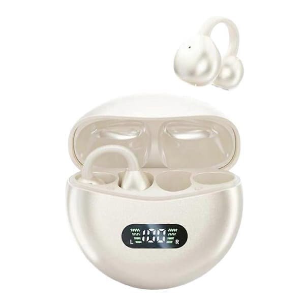 Trådløse Bone Conduction HIFI Bluetooth 5.4 Hovedtelefoner med Øreclips og Mikrofon Beige Beige