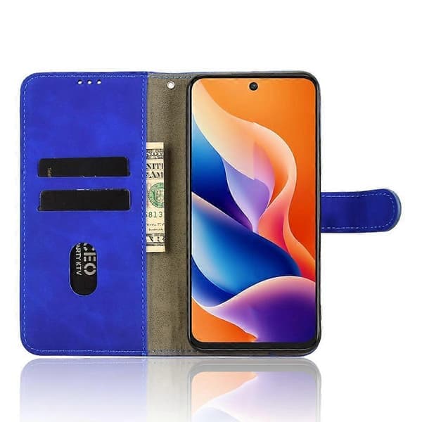 För TCL 605 4G Läderfodral Läderkänsla Anti-Drop Plånboksfodral Blå Blå Blå Blue Blue