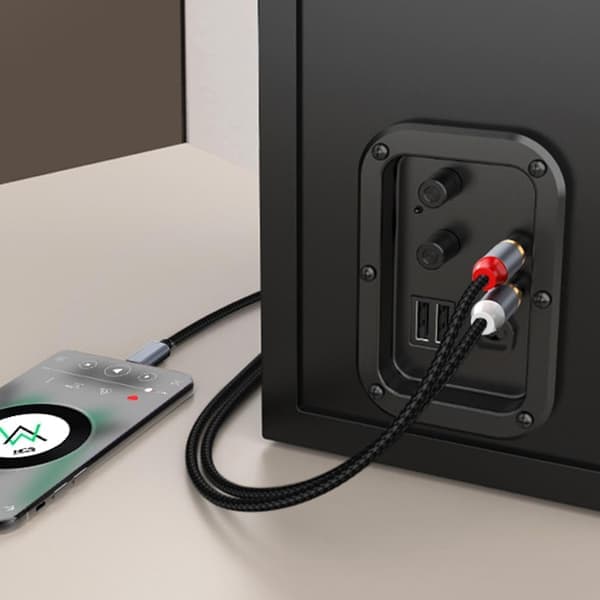 NÖRDIC USB-C til RCA lydkabel 1,2m Svart