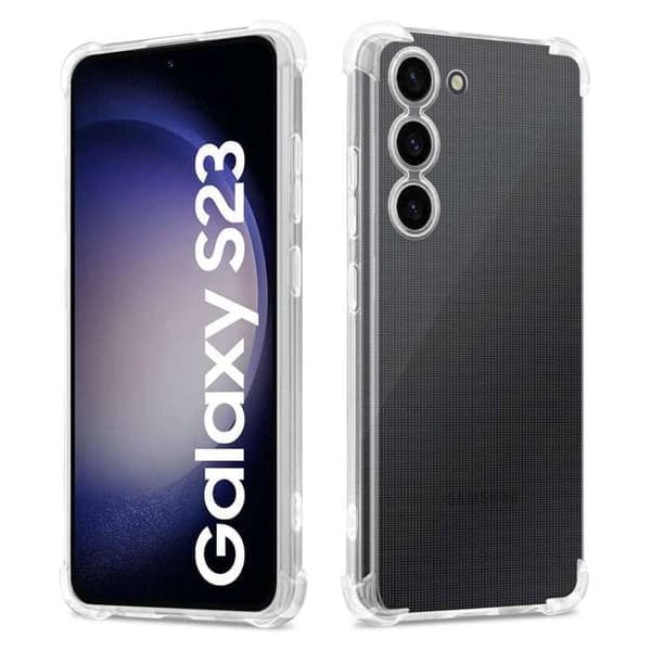 Transparent stötdämpande silikonfodral för Samsung Galaxy S23 Vit