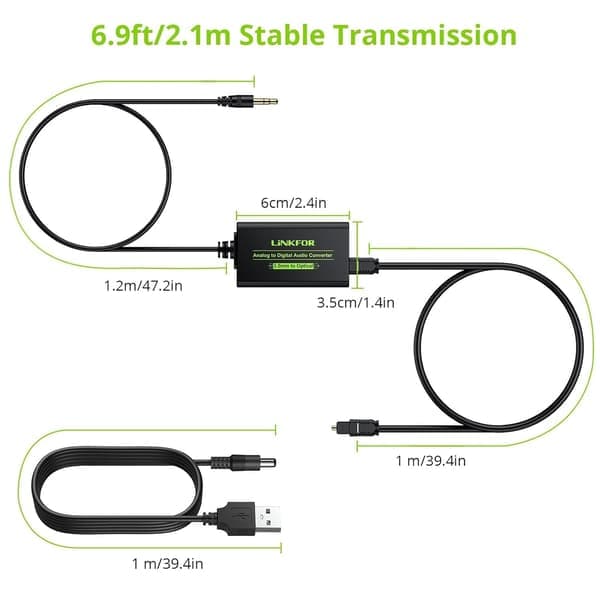 NÖRDIC 48kHz DAC Analog til Digital Omformer 3.5mm til SPDIF Toslink Svart