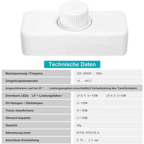 3W-100W LED lysdæmper og 220-240V drejedæmper med smart dæmpningsknap til dæmpbare LED-lys og mere.