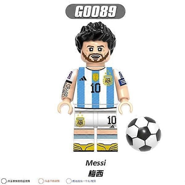 8-pak fodboldhold Messi Neymar samlebyggeklodsfigur