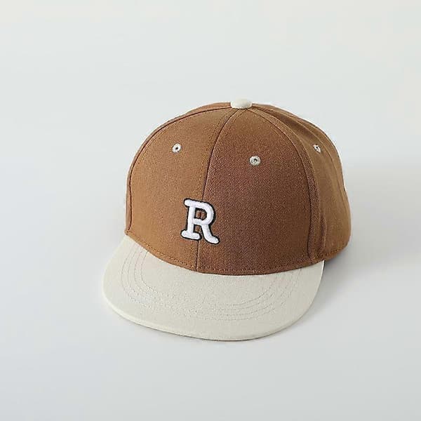 Baseballcaps for gutter og jenter med broderte bokstaver, solbeskyttelse, bomull, uformell for gutter og jenter, babybrun 48-53cm brown