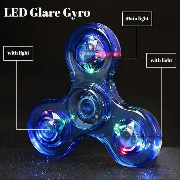 Fidget Spinners 5-pack, LED-upplysta transparenta fidget-leksaker, ADHD- och ångestleksaker, stressreducerande spinner för barn (5-pack)