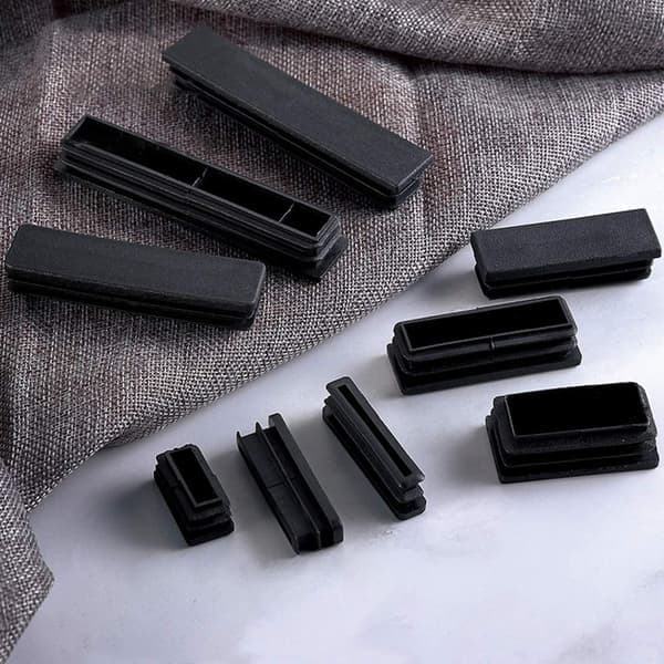 2 x 4 tum rektangulära ändlock i plast för rör, kraftiga rörinsatser för möbler och staketstolpar, svart, 12-pack