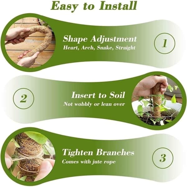 Mossstöd för växter 120 cm, böjbart mossstöd för klätterväxter Monstera Murgröna 2-pack 2-pack