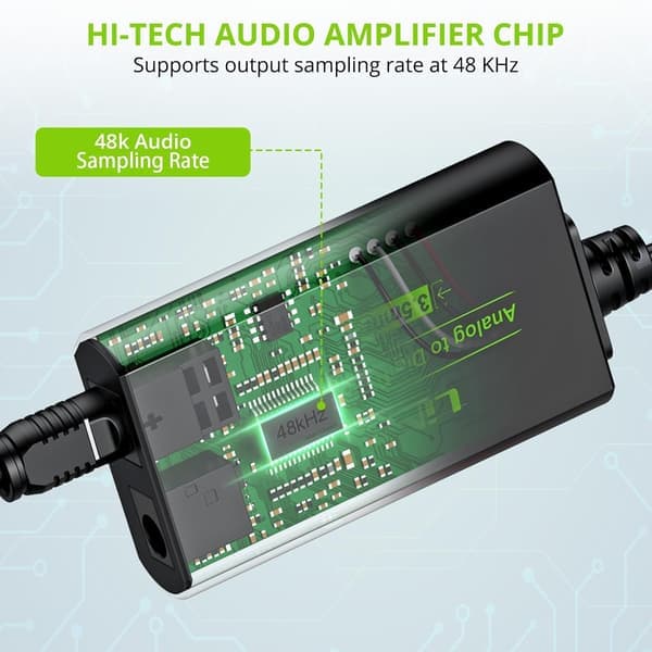 NÖRDIC 48kHz DAC Analog til Digital Omformer 3.5mm til SPDIF Toslink Svart