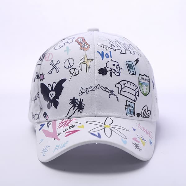 Graffiti-hatt Justerbar Doodle Baseballcaps for menn kvinner E E
