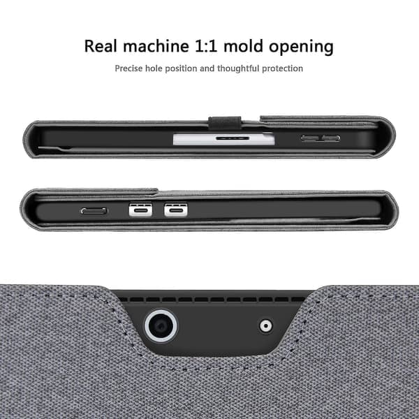 Skyddande tygtextur TPU + mikrofiberläder laptopfodral med stativ för Microsoft Surface Pro X