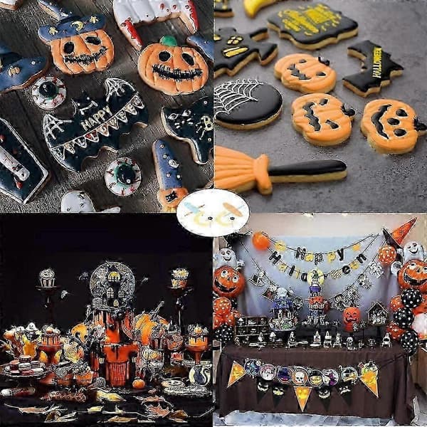 5 stk. Halloween-udstikkersæt i rustfrit stål græskar, spøgelse, heksehat, flagermus, katteforme