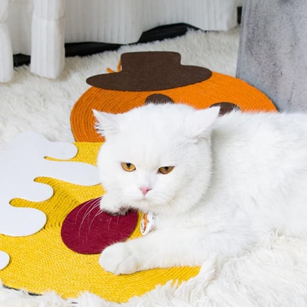 Kradsetræ til katte, kradsemåtte til katte, træningsmåtte til killinger, sisal kradsemåtte, indekat, tilbehør til killinger - orange kiks