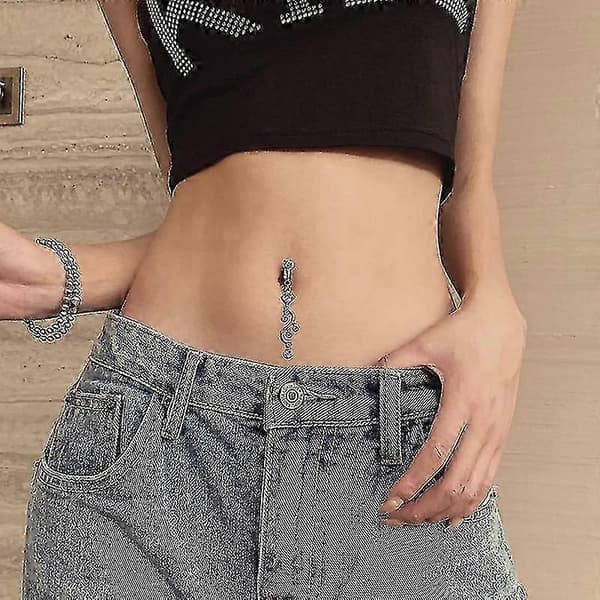 1 stk. falsk navlepiercing, falsk clip-on navlepiercing, ikke-piercing navlering - XN E 1 stk. E