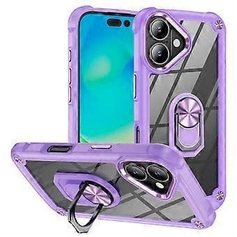Etui til iPhone 16 Legeringslinseramme PC+TPU Stativ Telefonbakside (Stil D)