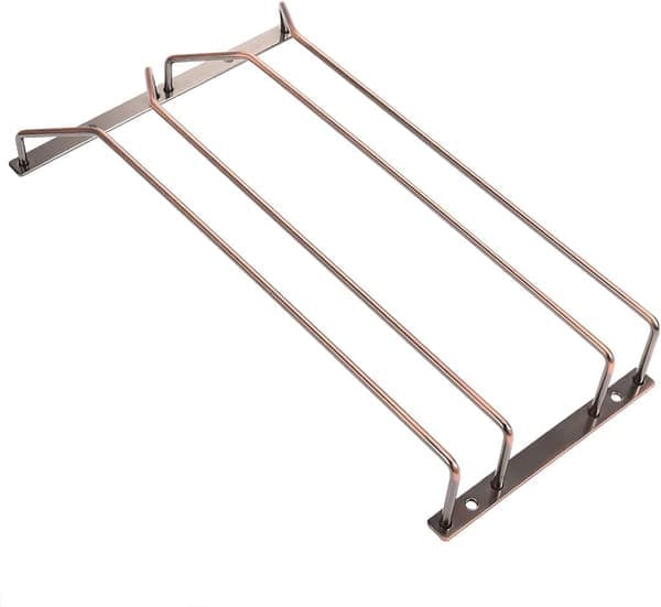 35,5 cm bronsefarget vinglassholder under skap, vinstativ, oppbevaringsstativ for vinglass, 2 rader