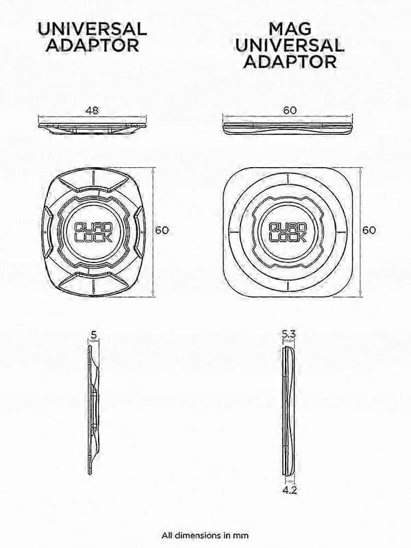 Sort universel stativholder til Quad Lock-kompatible enheder sort