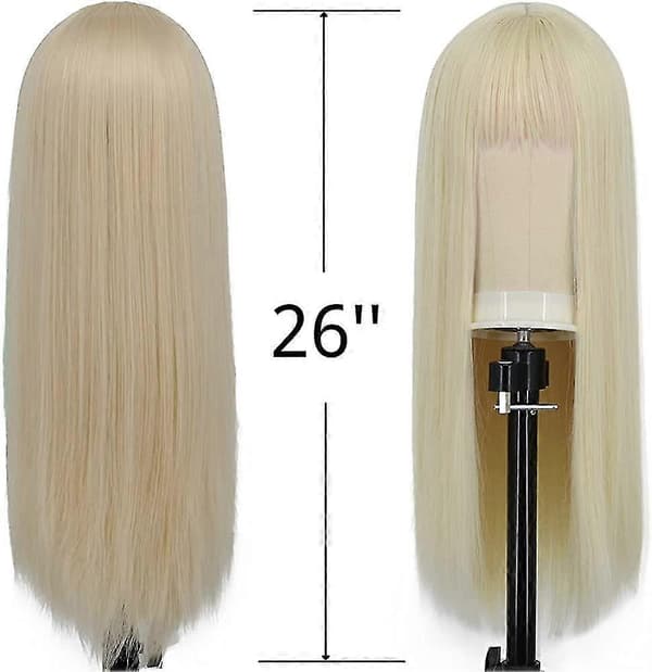 Blondit peruukit naisille 26 pitkä suora blondi peruukki otsatukalla söpö muoti