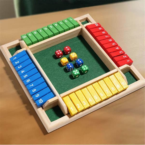 Färgglada nummerblock Emboadlie Spel Roliga Familjespel - Shut The Box Brädspel Shut The Box - Trä Tärningsspel Bordsversion Spel För