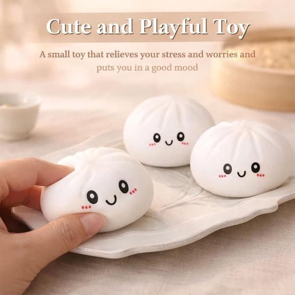 Kæmpe Squishy Dumpling Fidget Legetøj, Langsomt Stigende Blødt Stressaflastende Sensorisk Klemmelegetøj til Børn og Voksne, 3-pak Lilla Violet Grøn