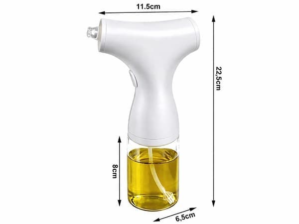 Elektrisk oljespruta 200 ml glas USB-C justerbar spray vit