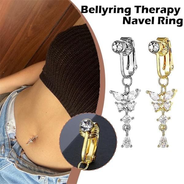 Piercingfri sommerfugl navlepiercing falsk navlepiercingring ingen piercing sexy na Sølv One-size
