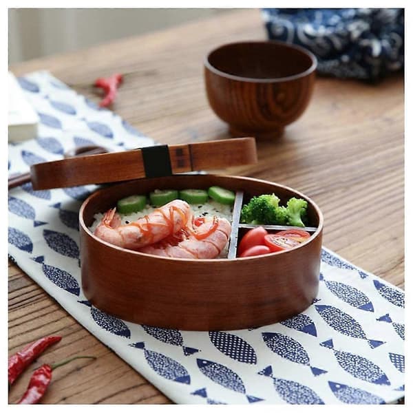Trämatlåda, matbehållare, bento i japansk stil, barnmatlåda, skolservis, skållåda