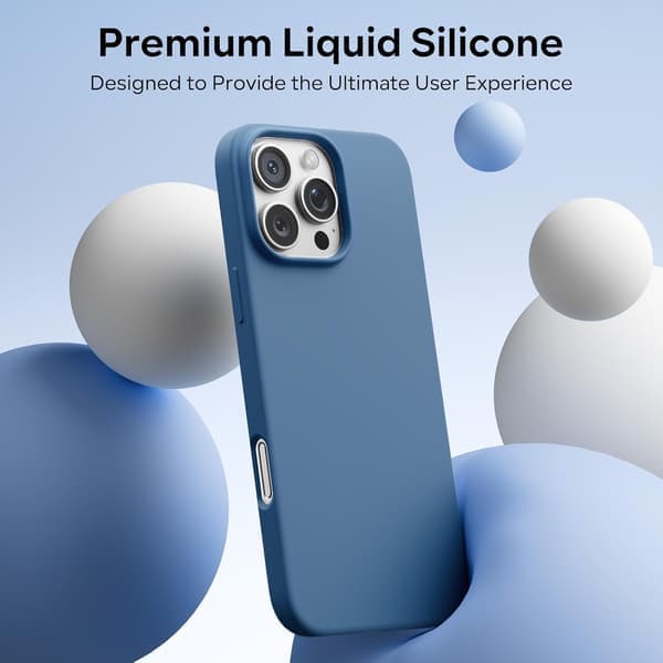 iPhone 16 Pro Deksel Flytende Silikon, Støtsikkert Deksel Kompatibelt med iPhone 16 Pro Deksel Mykt, Full Beskyttelse Deksel (Blå) Blå iPhone 16 Pro Blue iPhone 16 Pro