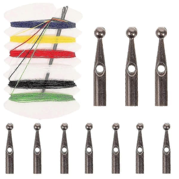 10-delers sett med sammenleggbare paraplyperler og metallbenhetter for utskifting