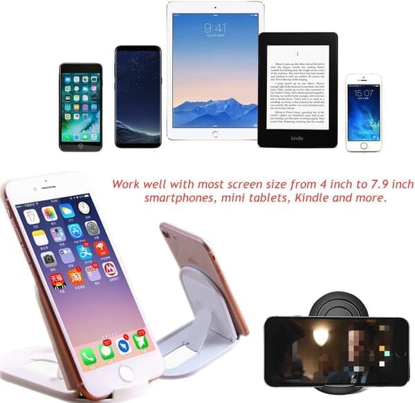 4 stk. foldbare mobiltelefonholdere, ovalformet multi-vinkel universal lomme kompatibel med tablets smartphones (sort & hvid)