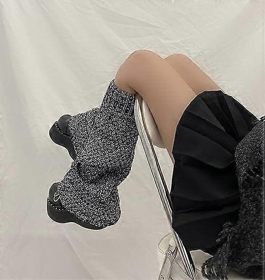 Flickor Kawaii Benvärmare Stickade Utställda Benärmar Goth Virkade Vida Muddar Ankelhöga Strumpor
